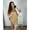 Šaty pouzdrové elegantní společenské dámské (2XL-4XL) ITALSKá MóDA IMM23CAROL-5/DU (Velikost 2XL, Barva hnědá světlá)
