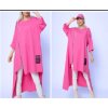 Šaty mikinové dlouhý rukáv dámské (L/XL ONE SIZE) ITALSKÁ MÓDA IMPLI2437765/DU (Velikost L/XL, Barva růžová neon)