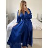 Šaty elegantní saténové dlouhý rukáv dámské (S/M.ONE SIZE) ITALSKÁ MÓDA IMHMS23110/DUR (Velikost S/M/L, Barva modrá královská)