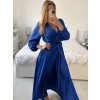 Šaty elegantní saténové dlouhý rukáv dámské (S/M.ONE SIZE) ITALSKÁ MÓDA IMHMS23110/DUR (Velikost S/M/L, Barva modrá královská)