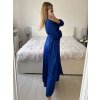Šaty elegantní saténové dlouhý rukáv dámské (S/M.ONE SIZE) ITALSKÁ MÓDA IMHMS23110/DUR (Velikost S/M/L, Barva modrá královská)