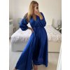 Šaty elegantní saténové dlouhý rukáv dámské (S/M.ONE SIZE) ITALSKÁ MÓDA IMHMS23110/DUR (Velikost S/M/L, Barva modrá královská)