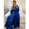 Šaty elegantní saténové dlouhý rukáv dámské (S/M.ONE SIZE) ITALSKÁ MÓDA IMHMS23110/DUR (Velikost S/M/L, Barva modrá královská)