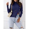 Svetr úpletový s rolákem dlouhý rukáv dámský (S/M ONE SIZE) ITALSKÁ MÓDA IMD23609/DR (Velikost S/M/L, Barva tmavě modrá)