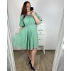 Šaty krátké společenské krátký rukáv dámské nadrozměr (XL/2XL ONE SIZE) ITALSKÁ MÓDA IMPSH2480707/DU (Velikost XL/2XL, Barva zelená mintova)