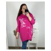 Šaty mikinové dlouhý rukáv dámské nadrozměr (L/XL/2XL ONE SIZE) ITALSKÁ MÓDA IMPLI2437780/DR (Velikost XL/2XL, Barva tmavě růžová)