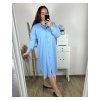 Šaty košilové dlouhý rukáv dámské nadrozměr (3XL/4XL ONE SIZE) ITALSKÁ MÓDA IM424076/DR (Velikost 3XL/4XL, Barva světle modrá)