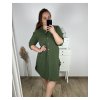Šaty košilové 3/4 dlouhý rukáv dámské nadrozměr (XL/2XL ONE SIZE) ITALSKÁ MÓDA IM424075/DR (Velikost XL/2XL, Barva modrá džínová)