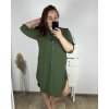Šaty košilové 3/4 dlouhý rukáv dámské nadrozměr (XL/2XL ONE SIZE) ITALSKÁ MÓDA IM424075/DR (Velikost XL/2XL, Barva modrá džínová)