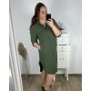 Šaty košilové 3/4 dlouhý rukáv dámské nadrozměr (XL/2XL ONE SIZE) ITALSKÁ MÓDA IM424075/DR (Velikost XL/2XL, Barva modrá džínová)