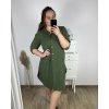 Šaty košilové 3/4 dlouhý rukáv dámské nadrozměr (XL/2XL ONE SIZE) ITALSKÁ MÓDA IM424075/DR (Velikost XL/2XL, Barva modrá džínová)