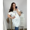 Tunika s přívěskem krátký rukáv dámská nadrozměr (2XL/3XL/4XL ONE SIZE) ITALSKÁ MÓDA IMC24011/DR (Velikost 3XL/4XL, Barva bílá)