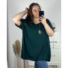 Tunika s přívěškem krátký rukáv dámská nadrozměr (6XL/7XL ONE SIZE) ITALSKÁ MÓDA IMBM24017/DR (Velikost 6XL/7XL, Barva Černá)