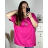 Tunika s přívěškem krátký rukáv dámská nadrozměr (6XL/7XL ONE SIZE) ITALSKÁ MÓDA IMBM24017/DR (Velikost 6XL/7XL, Barva Černá)