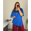 Tunika s přívěškem krátký rukáv dámská nadrozměr (6XL/7XL ONE SIZE) ITALSKÁ MÓDA IMBM24017/DR (Velikost 6XL/7XL, Barva Černá)