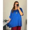 Tunika s přívěškem krátký rukáv dámská nadrozměr (6XL/7XL ONE SIZE) ITALSKÁ MÓDA IMBM24017/DR (Velikost 6XL/7XL, Barva Černá)
