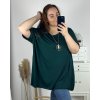 Tunika s přívěškem krátký rukáv dámská nadrozměr (6XL/7XL ONE SIZE) ITALSKÁ MÓDA IMBM24017/DR (Velikost 6XL/7XL, Barva Černá)