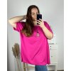 Tunika s přívěškem krátký rukáv dámská nadrozměr (6XL/7XL ONE SIZE) ITALSKÁ MÓDA IMBM24017/DR (Velikost 6XL/7XL, Barva Černá)