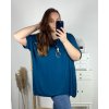 Tunika s přívěškem krátký rukáv dámská nadrozměr (6XL/7XL ONE SIZE) ITALSKÁ MÓDA IMBM24017/DR (Velikost 6XL/7XL, Barva Černá)