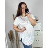 Tunika prodloužená krátký rukáv dámská nadrozměr (3XL/4XL/5XL ONE SIZE) ITALSKá MóDA IM424030/DR (Velikost 3XL/4XL, Barva bílá)