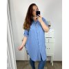Košile prodloužená dlouhý rukáv dámská nadrozměr (XL/2XL/3XL ONE SIZE) ITALSKá MÓDA IMC24BELLA/DR (Velikost XL/2XL, Barva modrá)