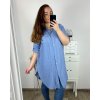 Košile prodloužená dlouhý rukáv dámská nadrozměr (XL/2XL/3XL ONE SIZE) ITALSKá MÓDA IMC24BELLA/DR (Velikost XL/2XL, Barva modrá)