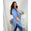 Košile prodloužená dlouhý rukáv dámská nadrozměr (XL/2XL/3XL ONE SIZE) ITALSKá MÓDA IMC24BELLA/DR (Velikost XL/2XL, Barva modrá)