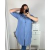 Košile prodloužená dlouhý rukáv dámská nadrozměr (XL/2XL/3XL ONE SIZE) ITALSKá MÓDA IMC24BELLA/DR (Velikost XL/2XL, Barva modrá)