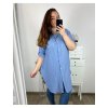 Košile prodloužená dlouhý rukáv dámská nadrozměr (XL/2XL/3XL ONE SIZE) ITALSKá MÓDA IMC24BELLA/DR (Velikost XL/2XL, Barva modrá)