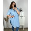 Košile prodloužená dlouhý rukáv dámská nadrozměr (XL/2XL/3XL ONE SIZE) ITALSKá MÓDA IMC24BELLA/DR (Velikost XL/2XL, Barva modrá)