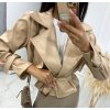 Bunda koženková dámská (S/M ONE SIZE) ITALSKÁ MÓDA IMWAE24038/DUR (Velikost S/M/L, Barva béžová)