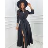 Šaty dlouhé košilové dlouhý rukáv dámské (S/M ONE SIZE) ITALSKÁ MÓDA IMWAE24045/DUR (Velikost S/M/L, Barva Černá)
