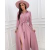 Šaty dlouhé košilové dlouhý rukáv dámské (S/M ONE SIZE) ITALSKÁ MÓDA IMWAE24045/DUR (Velikost S/M/L, Barva Černá)