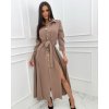 Šaty dlouhé košilové dlouhý rukáv dámské (S/M ONE SIZE) ITALSKÁ MÓDA IMWAE24045/DUR (Velikost S/M/L, Barva Černá)