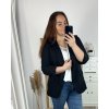 Sako dlouhý rukáv dámské nadrozměr  (XL/2XL/3XL ONE SIZE) ITALSKá MóDA IMC24STELA/DR (Velikost XL/2XL, Barva Černá)