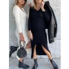 Šaty dlouhé úpletové dlouhý rukáv dámské (S/M ONE SIZE) ITALSKÁ MÓDA IMWGB234158/DUR (Velikost S/M/L, Barva Černá)