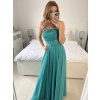 Šaty dlouhé společenské na ramínka dámské (S/M ONE SIZE) ITALSKÁ MÓDA IMPSH2480878/DU (Velikost S/M/L, Barva tmavě mintová)
