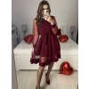 Šaty společenské  dlouhý rukáv dámské (S/M ONE SIZE) ITALSKá MODA IM323LUSY/DU (Velikost S/M/L, Barva bílá)