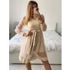 Šaty společenské  dlouhý rukáv dámské (S/M ONE SIZE) ITALSKá MODA IM323LUSY/DU (Velikost S/M/L, Barva bílá)