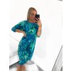 Šaty letní krátký rukáv dámské nadrozměr (XL/2XL/3XL ONE SIZE) POLSKÁ MÓDA PMLT22JAJKODUOD/DU (Velikost 2XL/3XL, Barva modrá)