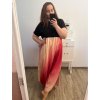 Šaty dlouhé maxi dlouhé krátký rukáv dámské nadrozměr (2XL/3XL/4XL ONE SIZE) ITALSKÁ MÓDA IMD23020E/DU (Velikost 3XL/4XL, Barva růžová)