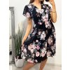 Šaty šifonové květované letní krátký rukáv dámské (S/M ONE SIZE) ITALSKÁ MÓDA IM4231157-1/DR (Velikost S/M/L, Barva Černá)