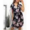 Šaty šifonové květované letní krátký rukáv dámské (S/M ONE SIZE) ITALSKÁ MÓDA IM4231157-1/DR (Velikost S/M/L, Barva Černá)