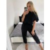 Souprava oversize kalhoty a tričko s dlouhým rukávem  dámská nadrozměr (M/L/XL ONE SIZE) ITALSKÁ MÓDA IMC24KIKA/DR (Velikost L/XL, Barva Černá)