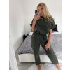 Souprava oversize kalhoty a tričko s dlouhým rukávem  dámská nadrozměr (M/L/XL ONE SIZE) ITALSKÁ MÓDA IMC24KIKA/DR (Velikost L/XL, Barva Černá)
