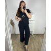 Souprava s řetízkem oversize kalhoty a tričko s krátkým rukávem  dámská nadrozměr (M/L/XL ONE SIZE) ITALSKÁ MÓDA IMC24KLAIDA/DR (Velikost L/XL, Barva Černá)