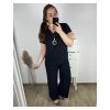 Souprava s řetízkem oversize kalhoty a tričko s krátkým rukávem  dámská nadrozměr (M/L/XL ONE SIZE) ITALSKÁ MÓDA IMC24KLAIDA/DR (Velikost L/XL, Barva Černá)