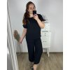 Souprava s řetízkem oversize kalhoty a tričko s krátkým rukávem  dámská nadrozměr (M/L/XL ONE SIZE) ITALSKÁ MÓDA IMC24KESY/DR (Velikost L/XL, Barva Černá)