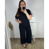 Souprava s řetízkem oversize kalhoty a tričko s krátkým rukávem  dámská nadrozměr (M/L/XL ONE SIZE) ITALSKÁ MÓDA IMC24KESY/DR (Velikost L/XL, Barva Černá)