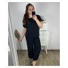 Souprava s řetízkem oversize kalhoty a tričko s krátkým rukávem  dámská nadrozměr (M/L/XL ONE SIZE) ITALSKÁ MÓDA IMC24KESY/DR (Velikost L/XL, Barva Černá)